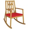 Hivvago Patio Acacia Wood Rocking Chair Sofa With Armrest And Cushion For Garden And Deck-turquoise