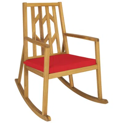 Hivvago Patio Acacia Wood Rocking Chair Sofa With Armrest And Cushion For Garden And Deck-turquoise