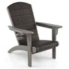 Hivvago Patio Adirondack Chair With Rattan Padded Seat And Hidden Cupholder