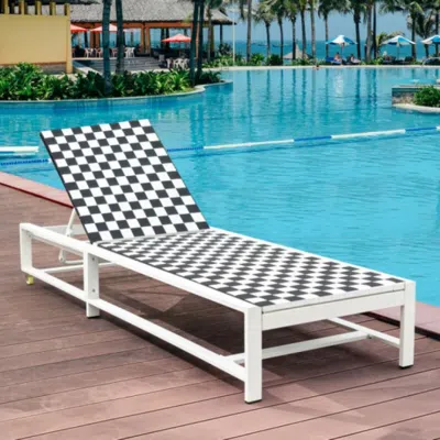 Hivvago Patio Adjustable Reclining Chair Lounge Chair Chaise For Garden Deck Wheel