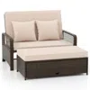 Hivvago Patio Adjustable Wicker Daybed With 4-level Backrest And Soft Cushions-red