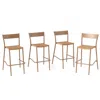 Hivvago Patio Barstools Set Of 4 With Rattan Seat And Metal Backrest-light Brown