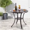 Hivvago Patio Cast Aluminum Table 31 Inch Diameter Round Table With Umbrella Hole-copper