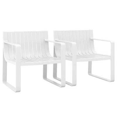 Hivvago Patio Chairs Set Of 2 With Curved Backrests And Seats In White