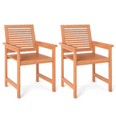 Hivvago Patio Chairs Set Of 2 With Inclined Backrests And Slatted Seats
