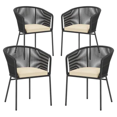 Hivvago Patio Chairs Set Of 4 With Seat Cushion And Curved Backrest For Patio