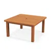Hivvago Patio Coffee Table With Umbrella Hole And Teak Oil Finish
