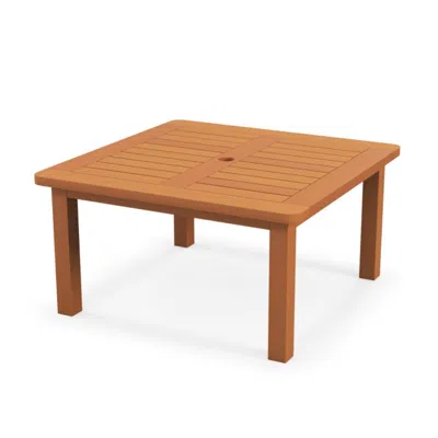 Hivvago Patio Coffee Table With Umbrella Hole And Teak Oil Finish In Brown