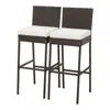 Hivvago Patio Cushioned Wicker Barstools With Cozy Footrest