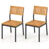 Hivvago Patio Dining Chair Set Of 2 With Metal And Acacia Wood Frame