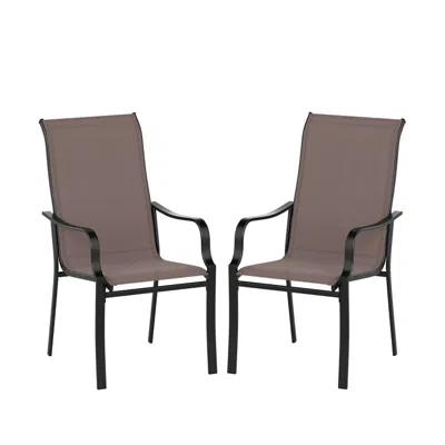 Hivvago Patio Dining Chair Set Of 2 With Wide Seat And Heavy-duty Metal Frame