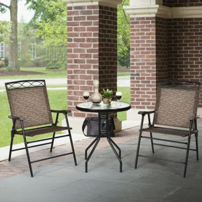 Hivvago Patio Dining Set With Patio Folding Chairs And Table In Gray
