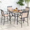 Hivvago Patio Dining Table For 4 Square Bistro Table With Wooden-like Tabletop And Heavy-duty Metal Frame