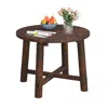 Hivvago Patio End Table With Solid Wood Structure For Garden Deck Poolside And Indoors-brown