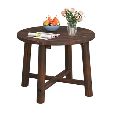 Hivvago Patio End Table With Solid Wood Structure For Garden Deck Poolside And Indoors-brown