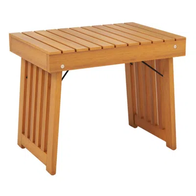 Hivvago Patio Foldable Side Table With Slatted Tabletop For Backyard In Brown