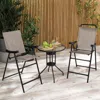 Hivvago Patio Folding Bar Stool Set Of 2 With Metal Frame And Footrest-blue