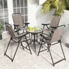 Hivvago Patio Folding Bar Stool Set Of 4 With Metal Frame And Footrest-blue