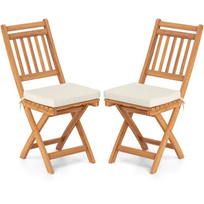 Hivvago Patio Folding Chairs Set Of 2 With Cushion B Style In Brown