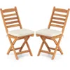 Hivvago Patio Folding Chairs Set Of 2 With Soft Seat Cushion- Style A In Brown
