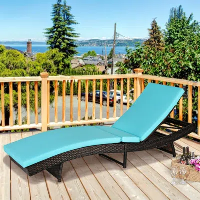 Hivvago Patio Folding Chaise Lounge With 5 Adjustable Levels And Cushion-white