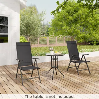 Hivvago Patio Folding Dining Chairs Set Of 2 With 7-level Adjustable High Backrest-black