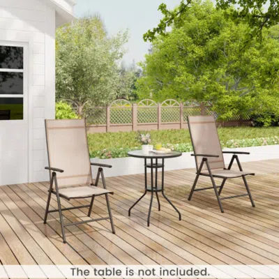 Hivvago Patio Folding Dining Chairs Set Of 2 With 7-level Adjustable High Backrest-coffee In Neutral