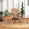 Hivvago Patio Hardwood Square Side Table With Slatted Tabletop