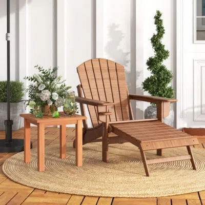 Hivvago Patio Hardwood Square Side Table With Slatted Tabletop In Brown