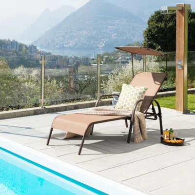 Hivvago Patio Heavy-duty 5-level Adjustable Chaise Lounge Chair-brown