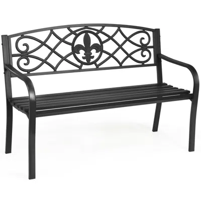 Hivvago Patio Heavy-duty Metal Garden Bench In Black