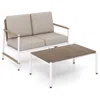 Hivvago Patio Loveseat Sofa With Coffee Table Set With Thick Cushions