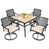 Hivvago Patio Metal Square Dining Table For Garden And Poolside In Black