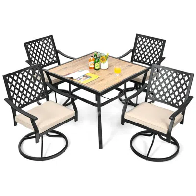 Hivvago Patio Metal Square Dining Table For Garden And Poolside In Black