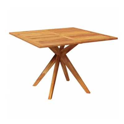 Hivvago Patio Outdoor Dining Table, 43 Inch Square Natural Brown Acacia Wood