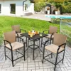 Hivvago Patio Rattan Bar Stools Set Of 4 With Soft Cushions