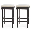 Hivvago Patio Rattan Barstools Set Of 2/4 With Footrest And Soft Cushions For Backyard Balcony-2 Pieces