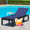 Hivvago Patio Rattan Cushioned Height Adjustable Lounge Chair-navy & Off White