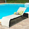 Hivvago Folding Patio Rattan Portable Lounge Chair Chaise With Cushion-turquoise