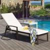 Hivvago Patio Rattan Lounge Chaise Recliner With Back Adjustable Cushioned