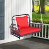 Hivvago Patio Rattan Porch Swing Hammock Chair With Seat Cushion-red