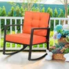 Hivvago Patio Rattan Rocker Outdoor Glider Rocking Chair Cushion Lawn-red