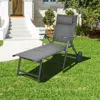 Hivvago Patio Reclining Chaise Lounge With Adjust Neck Pillow-gray