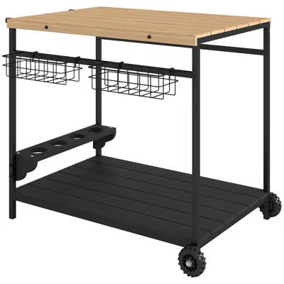 Hivvago Patio Serving Cart With Built-in Wine Holders