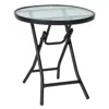 Hivvago Patio Side Table With Tempered Glass Tabletop In Black