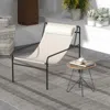 Hivvago Patio Sling Lounge Chair With Removable Headrest Pillow And Metal Frame-beige