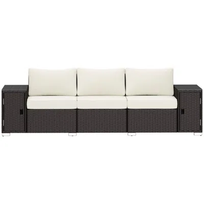 Hivvago Patio Sofa With Thick Cushions And Wide Armrests In Black