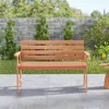 Hivvago Patio Solid Wood Bench Wood 2-seat Chair With Breathable Slatted Seat & Inclined Backrest