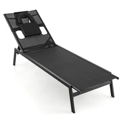 Hivvago Patio Sunbathing Lounge Chair 5-position Adjustable Tanning Chair-black