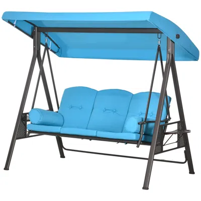 Hivvago Patio Swing Chair With Adjustable Shade And Pillows In Blue